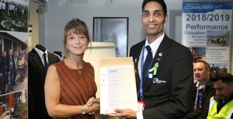 Vishal Trivedi receives NVQ certificate from Manchester Airport Academy