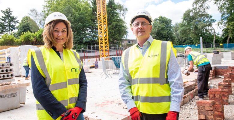 New Care's Dawn Collett (left) and McGoff Construction's senior site manager Eddie Murphy (right)