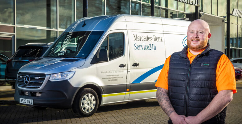 Rick Kellett from the Service24h team and his MobiloVan, who offers emergency support to Vans customers at Mercedes-Benz of Macclesfield.