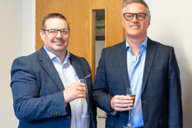 SAS Daniels' Paul Tyrer (L) and Mike Bennett, founder of Cheshire waste management specialist BIP (R)